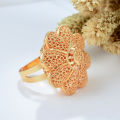 Designer Flower Dubai Gold Color Ring Arab Nigeria Big Ring For Women Resizable Ethiopian Gold Rings Wedding Finger Jewelry. 