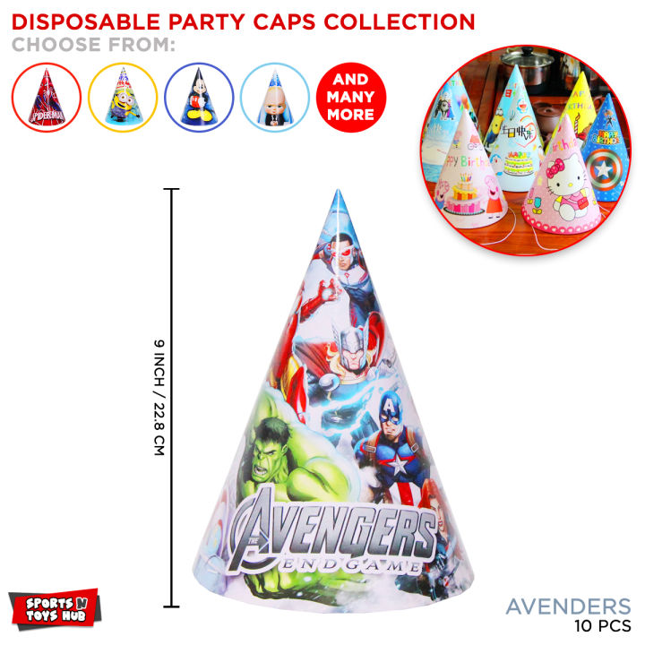 Pack Of 10 Happy Birthday Party Hat For Kids Born Day Celebration Cap Cartoons Characters Spiderman Cocomelon Jungle Book Mickey Mouse Baby Boss Minions Mcqueen Car Frozen Unicorn Cartoon Movies_ Disney Paper Caps & Hats Parties Decor Supplies