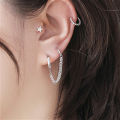 Copper glossy double ear hole one-piece earrings single short section ear buckle hanging chain ear jewelry. 