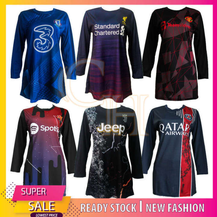 MUSLIMAH DESIGN BARU FUTSAL FOOTBALL CLUB SOCCER PEREMPUAN LENGAN PANJANG KAIN JERSEY FULL PRINTING MSH1