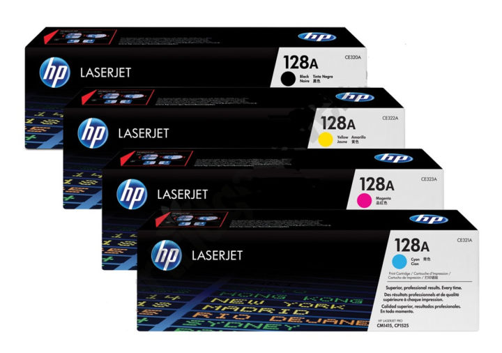 HP 128A Toner Cartridge Set - 4 Colors (Black, Cyan, Magenta, Yellow) CM1415fn, CM1415fnw, CP1525n, CP1525nw, M175a, M175nw