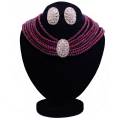 Maroon Jewelry Set with Center Golden Stone For Women - Maroon. 