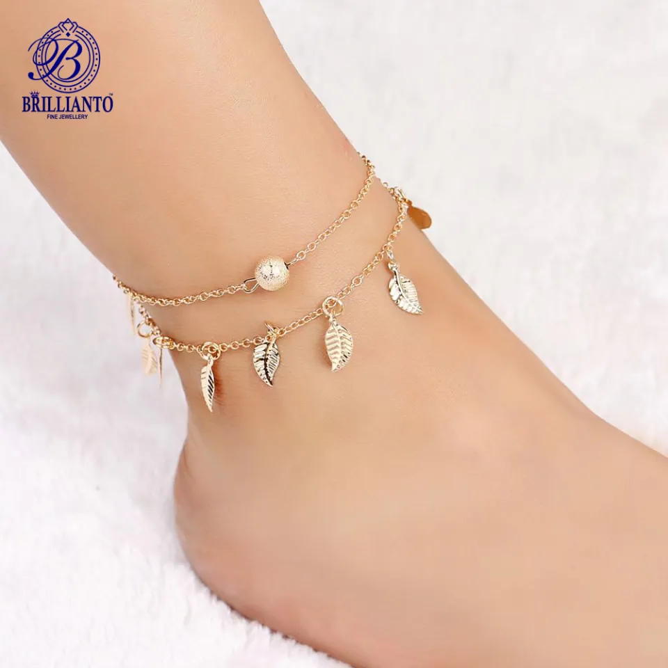 Leaf Anklet Payal for Girls and women Double Layer Simple Golden