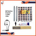 48Pcs Patch+Round Patch, Bicycle Motorcycle Tube Puncture Rubber Patches Foot Pump I pair tire levers Bike Tyre Repair Kits Inner Tube Puncture Repair Kit. 