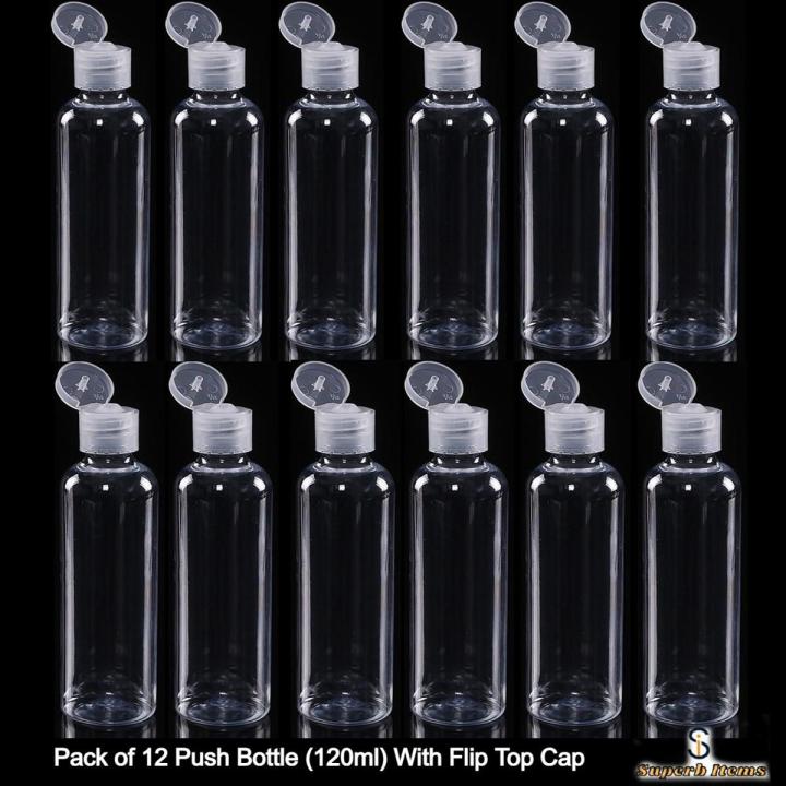 Pack of 12 Empty Plastic Push Bottle 120ml / Empty Bottles for Hair Oil