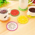 6pc Set Of Colorful Fruit Shaped Coasters Silicone Round Coaster Cup Drinks Holder Mat. 