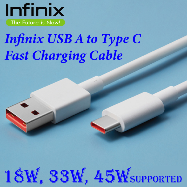 Infinix USB A to Type C Fast Charging Cable 45W High Speed Compatible with Infinix Devices