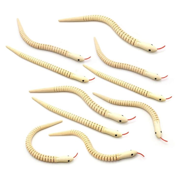 10Pcs 12 Inch Unfinished Wooden Wiggly Snakes Jointed Flexible Snake