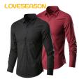 Men Polyester Shirt Men's Formal Business Shirt Slim Fit Plus Size Breathable Office Top Lightweight Men Shirt. 