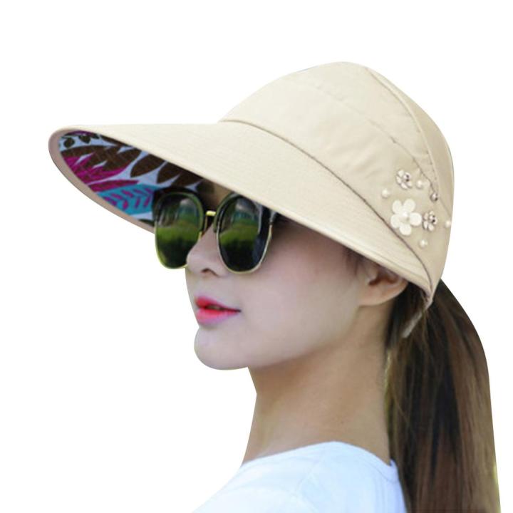 Summer Women Anti-UV Foldable Sun Visor Cap Wide Brim