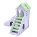 MO Mini Wooden Slide DIY Assemble Hamster House Hamster Hideout Exercise Toy with Ladder Slide. 