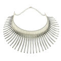 Women's Big African Necklace Indian Style Bending Alloy Big Thorn Statement Collar Choker Silver Color. 
