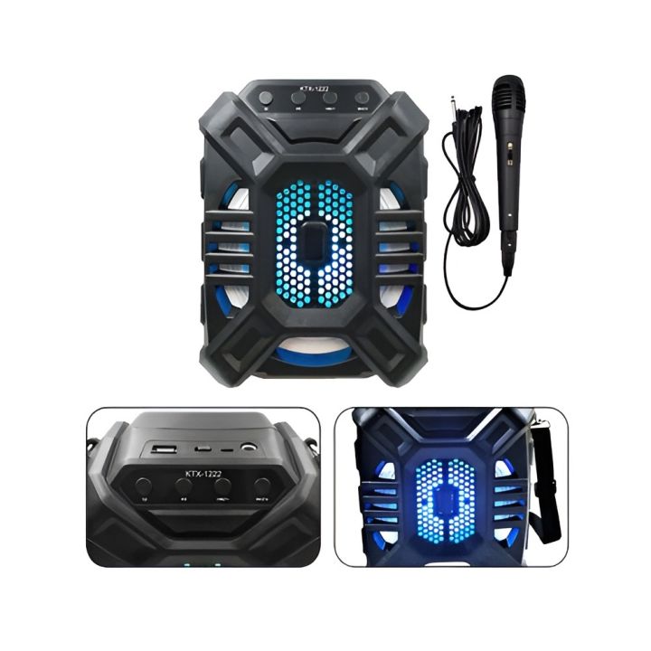 KTX 1222 6.5"inch Portable Bluetooth Wireless Speaker With FREE Wired Mic/Rechargeable Big Sound System Loud Speaker/High Stereo Bass & Woofer Home MP3 Player Mobile Speaker for PC Computer & Laptop/Support USB, SD Card, FM Radio