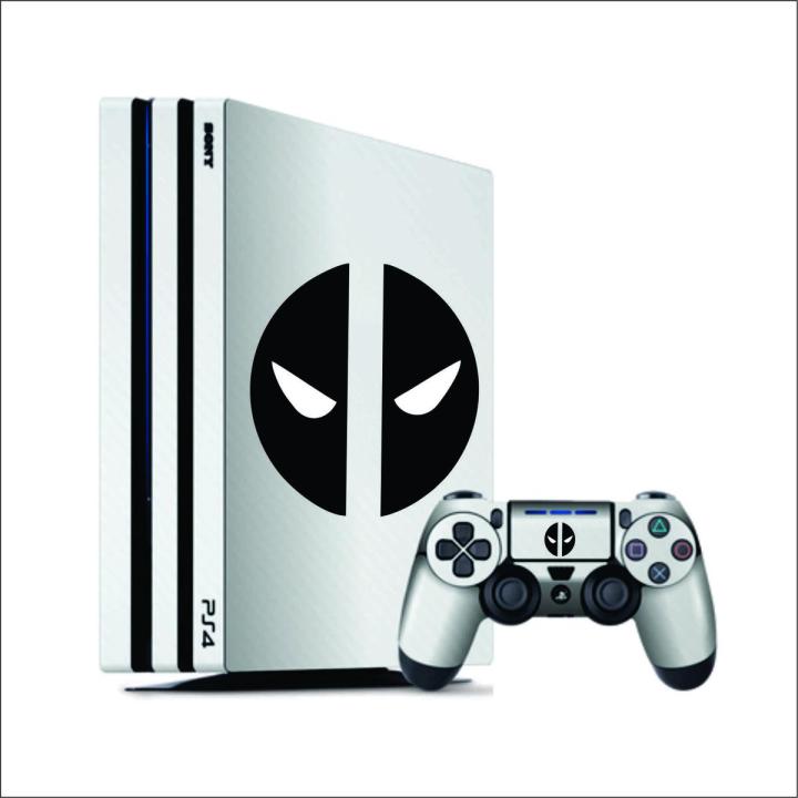 Sony Ps4 Pro Skin Deadpool Design with 2 Controllers( just skin not play station)