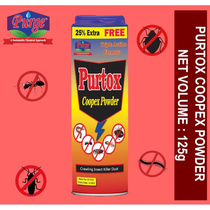Purge Purtox - Coopex Powder 125g - Insecticide - Cockroaches, Ants, Termites, Bed Bugs and other crawling Insects Killer
