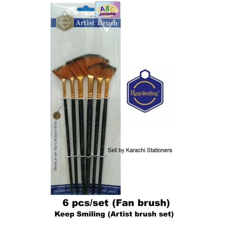 Keep Smiling 6pcs Artist Paint Fan Brush Set | Daraz.pk