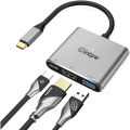INTPW USB C to HDMI Adapter 4K for Ma Book Pro, Nintendo Switch HDMI Adapter Hub Dock with USB 3.0 Port, Type-C PD Charging Port Space Grey Model  ID505. 