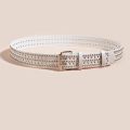 Double Pin Buckles Cowgirl Cowboy Star Hole Buckles Belt for Women Men. 