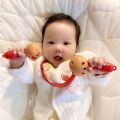 Baby rattle bear rattle version clapper Japanese toy grip sand hammer to appease Anpanman school baby. 