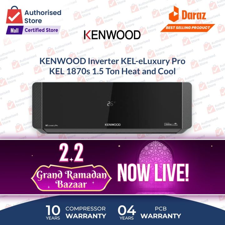 KENWOOD Inverter  AC 1.5 Ton | Model  KEL-1870S-e Luxury Pro | T3 Compressor | Latest Model | 75% Energy Saving | Heat And Cool | Ampere Lock | Offline Voice Control | WiFi Enable |10 Years Compressor Warranty - 4 Years PCB Card Warranty
