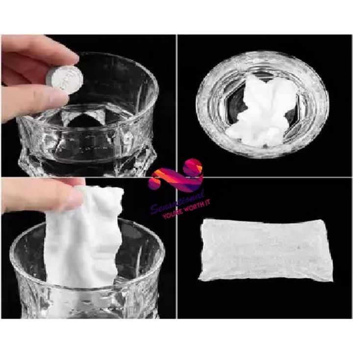 pack of 25 - Magic Compressed Tablet Towel Tissue | Towel Wipes| Tablet Coin Tissue| Wet Wipes | Napkins