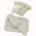 WHITE COLOR PARTY TABLEWARE - SET OF 10 - 10 PAPER PLATES 10 FORKS 1 PLASTIC KNIFE. 