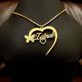 Customized Jewelry Pure Golden smooth Polish Heart Design Double Name Necklace. 