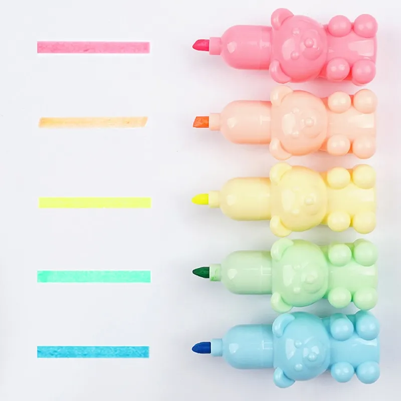 Pencil Top Erasers 5-Pack Cute Gummy Bear Erasers - Colorful Animal Pencil Toppers & Desk Decor Desk Pets For Kids Classroom