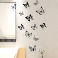 12/24 Pcs 3D Wall Stickers Black and White Butterfly Wall Stickers DIY Art Home Decor Wall Decals Fridge Stickers Wedding Decor. 