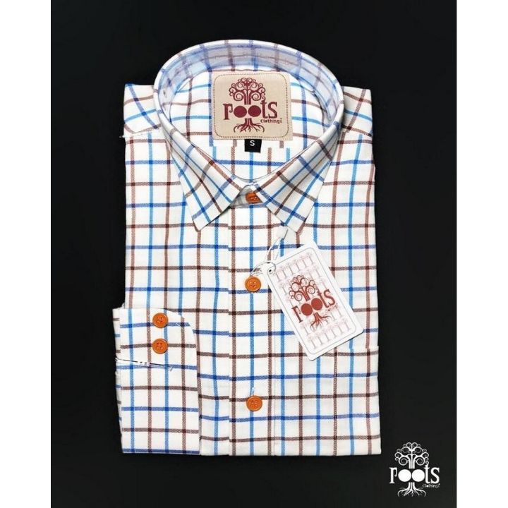 Checks Casual Shirt- Brown & Blue Colour