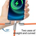 180° Rotation 120W Type C Fast Charging Cable with Light Indicator, Zinc Alloy and Liquid Silicon Elbow Design for Xiaomi Samsung OPPO VIVO. 