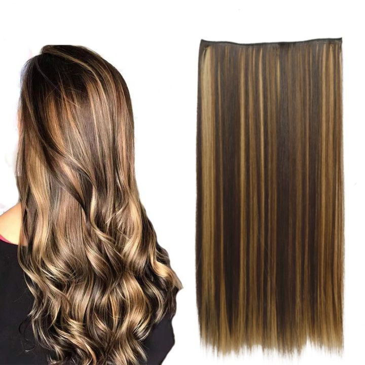Comb Straight Hair Extension Golden n Black striking - 27Inch