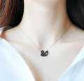 Luxuria Gold Stylish Black swan Duck necklace and earrings Duck pendant stainless steel chain Swan Chain Crystal Embedded Necklaces for Girls & Women. 