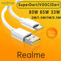 Realme Original Type C Cable Phone Cables 65w 80W 8A Super Fast Charge Super Dart Vooc Real Me 7 pro 8 8i 9pro 9i 6 X50 GT GT2. 