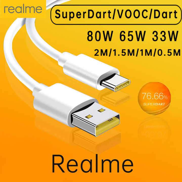 Realme Original Type C Cable Phone Cables 65w 80W 8A Super Fast Charge Super Dart Vooc Real Me 7 pro 8 8i 9pro 9i 6 X50 GT GT2