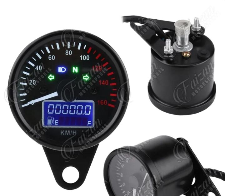 Universal Round Semi Digital Meter -Fuel Guague-Speedometer-Metal Body-Trip