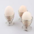 Stainelss Steel Spring Wire Tray Egg Cup Boiled Eggs Holder Stand Storage Metal Egg Cup Spiral Spring Holder Kitchen Breakfast-2pcs. 