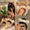 Cartoon Sweet Cute Plush Bear Ears White Coffee Color Girls Headband/ Loved Bear Ears Styling Fluffy Plush Wash Face Head Hoop. 