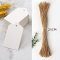 50pcs Kraft Paper Tags White Cardboard Cards with Strings Wedding Birthday Christmas Party Gift Tag Cookie Packaging Supplies. 