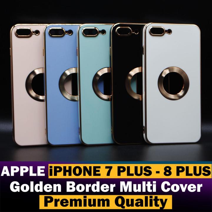Apple iPhone 7 Plus Back Cover | Apple iPhone 8 Plus Back Cover Soft Multi Golden Border Camera Protection Cover For Apple iPhone 7 Plus
