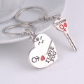 2pcs Fashion Love Heart Key Ring Keyfob Couples Romantic Keychain Lover Gift. 