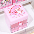Sanrio Mini Desk Organizer Cartoon Hello Kitty Cinnamoroll Melody Double Layer Jewelry Stickers Storage Box Girls Gifts. 