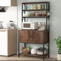 Kitchen Bakers Rack with Hutch, 5 Tier Kitchen Utility Storage Shelf with Cabinet Microwave Oven Stand Rack,. 