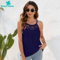Green Home Sleeveless Top Round Neck Flower Print Sleeveless Women Shirt. 