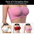 Pack of 4 Printed Bras for Women Cotton Bra for Ladies in Random Colors Fits B-Cup Wireless Bra for Girls Printed Bra Undergarments - Bilal Online. 