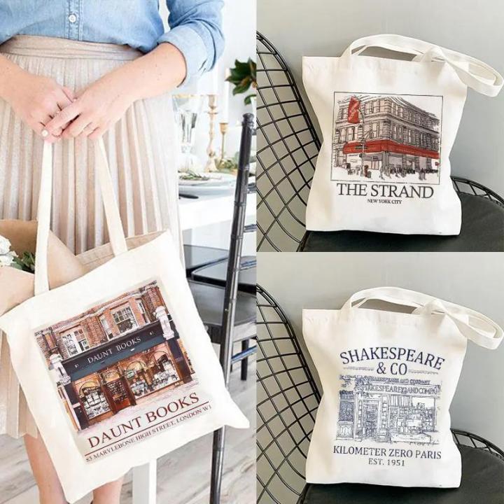 Shakespeare and Company Totes Daunt Books Tote Bag Canvas Shoulder Bag Aesthetics Shopping Bag Handbags Library Bag Back To Gift PCardiaCP
