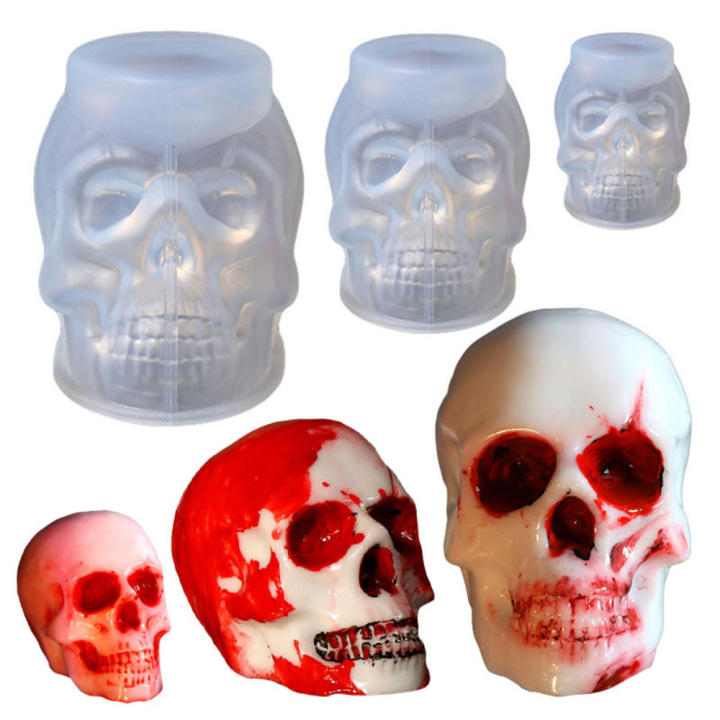 Resin Molda Diy Halloween Scar Face Skull Candle Mold Epoxy Resin Mold Skull Silicone Mold Handmade Gift Home Decoration Silicone Mold
