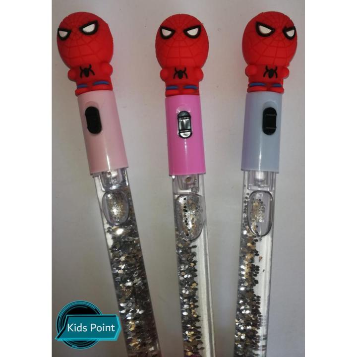 Spider Man Fairy Stick Glitter Gel Pen with Multi Light effect For Kids