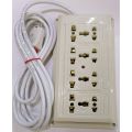 Extension Board with 8 Sockets (4 simple + 4 universal sockets) with 3 meters long Copper wire. 