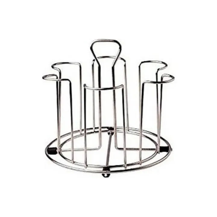 6 Cups Mug Glass Stand Holder stainless steel Cup Drying Rack Shelf Bottle Cup Hanging Drainer Upside-Down Cup Drain Rack Water Glasses Hanger Shelf Coffee Tea Drinking Cup Mug Organizer Home Storage Supplier 6 گلاس اسٹینڈ Kitchen Stand Best Quality